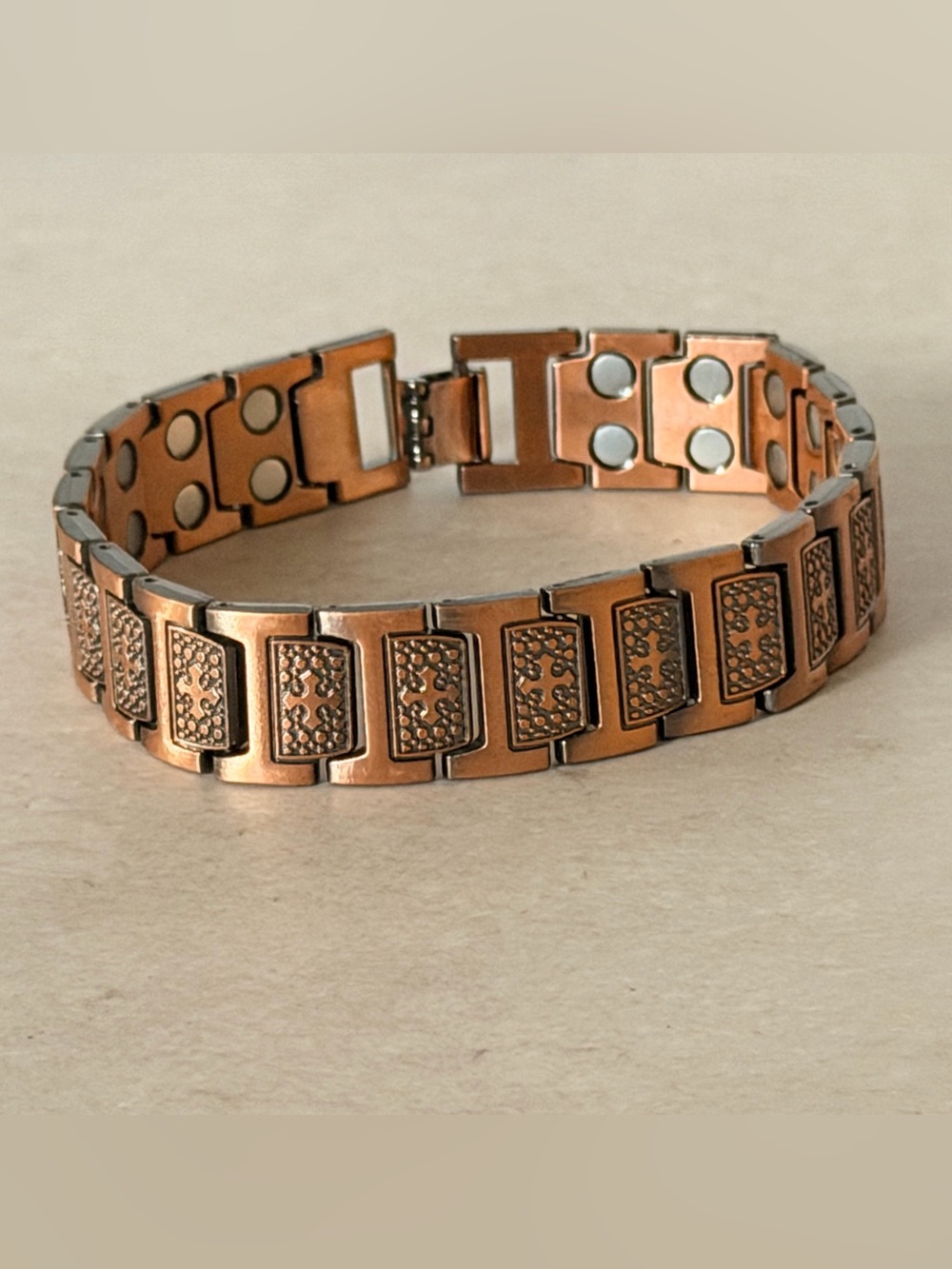 Mens Copper Magnetic cross design Link Bracelet Can Remove Links